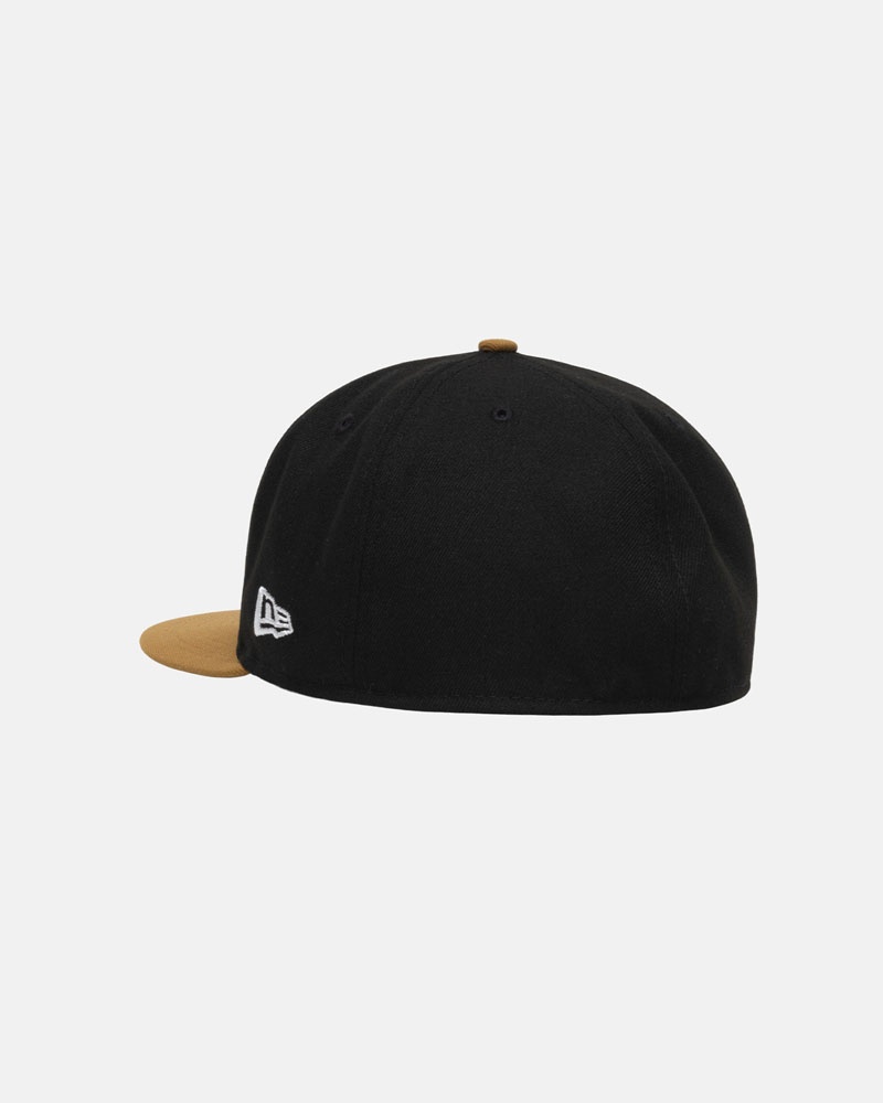 Black Gold Stüssy New Era 59Fifty Curly S Cap | UAE CNM784513