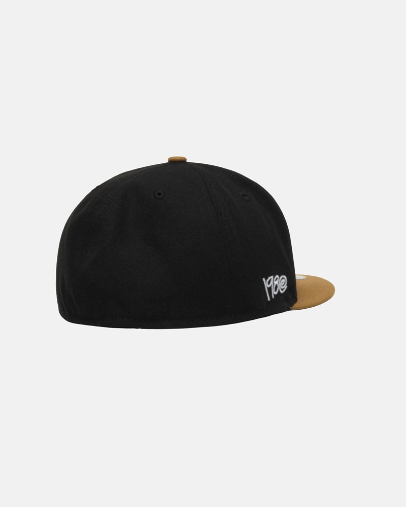 Black Gold Stüssy New Era 59Fifty Curly S Cap | UAE CNM784513