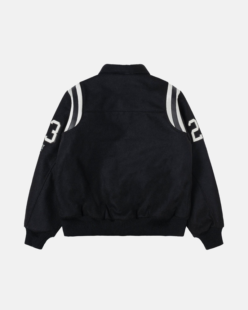 Black Stüssy 80 Wool Varsity Jacket | UAE WQZ729836