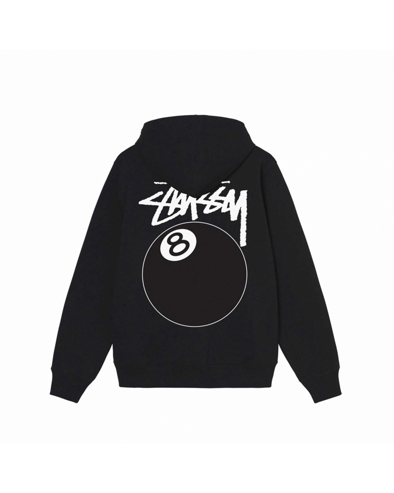 Black Stüssy 8 Ball Zip Hoodie | UAE SCL748263