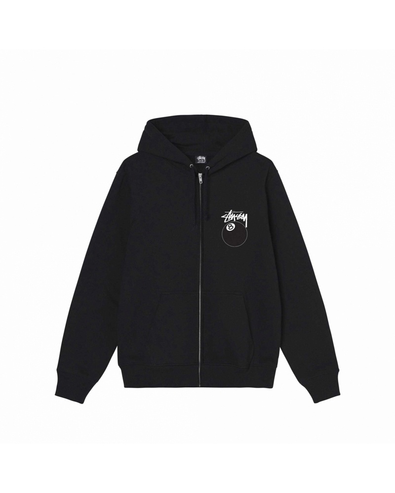 Black Stüssy 8 Ball Zip Hoodie | UAE SCL748263