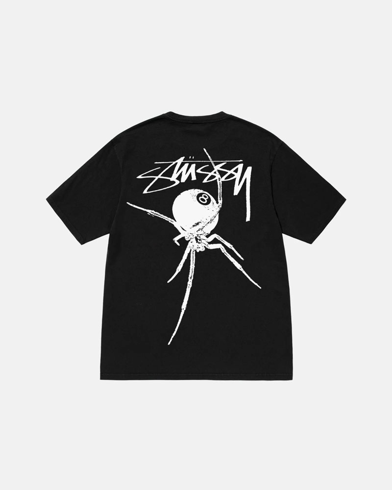 Black Stüssy Arachnid Pigment Dyed T-Shirt | UAE KTM093426