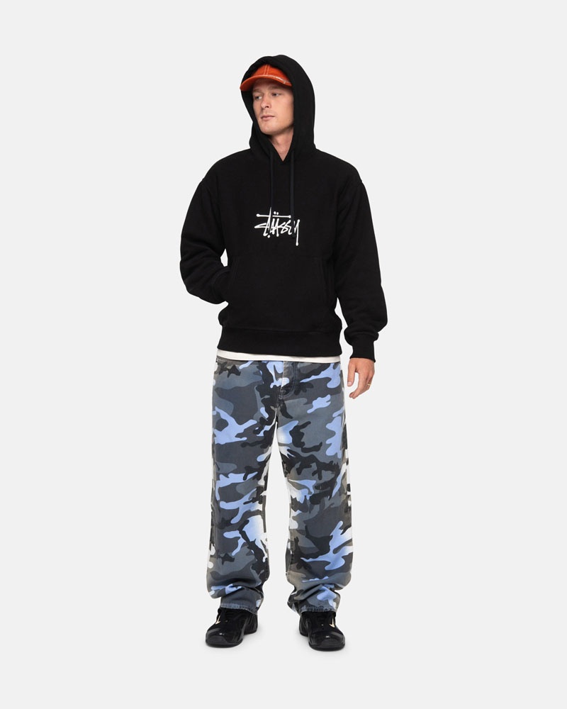 Black Stüssy Basic Applique Hoodie | UAE ZPT351246