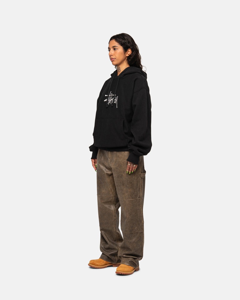 Black Stüssy Basic Applique Hoodie | UAE ZPT351246