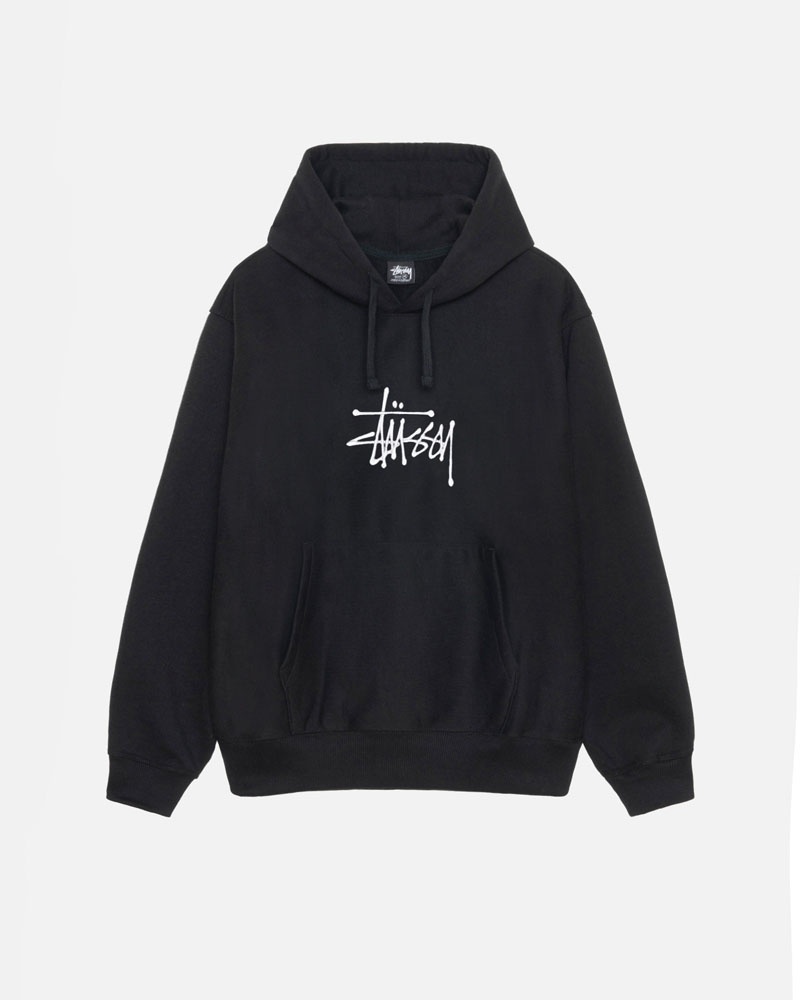 Black Stüssy Basic Applique Hoodie | UAE ZPT351246