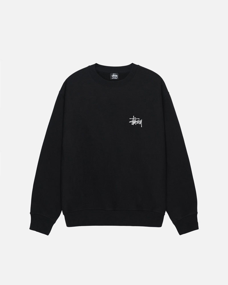 Black Stüssy Basic Crew Sweatshirt | UAE TDF954716