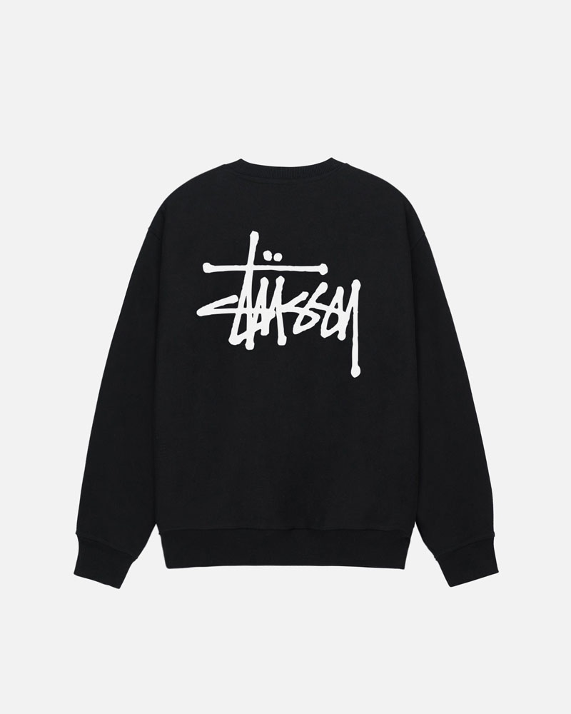 Black Stüssy Basic Crew Sweatshirt | UAE TDF954716