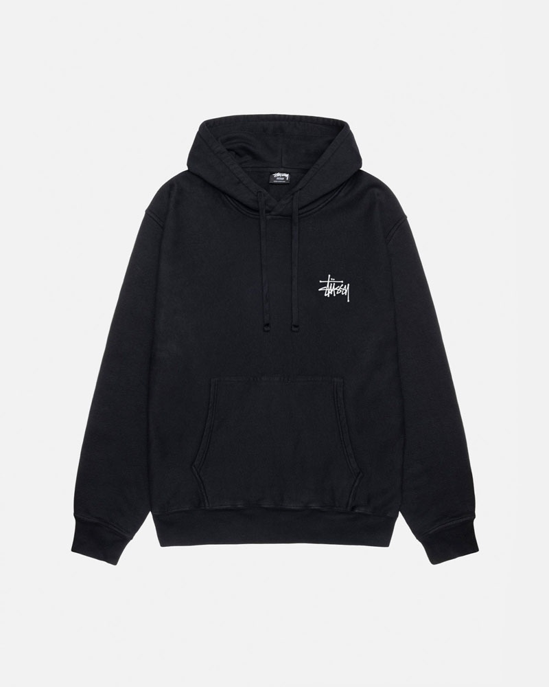 Black Stüssy Basic Pigment Dyed Hoodie | UAE DUT297405