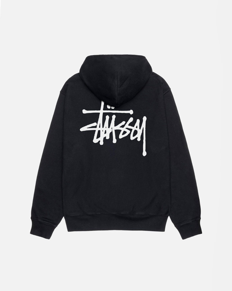 Black Stüssy Basic Pigment Dyed Hoodie | UAE DUT297405