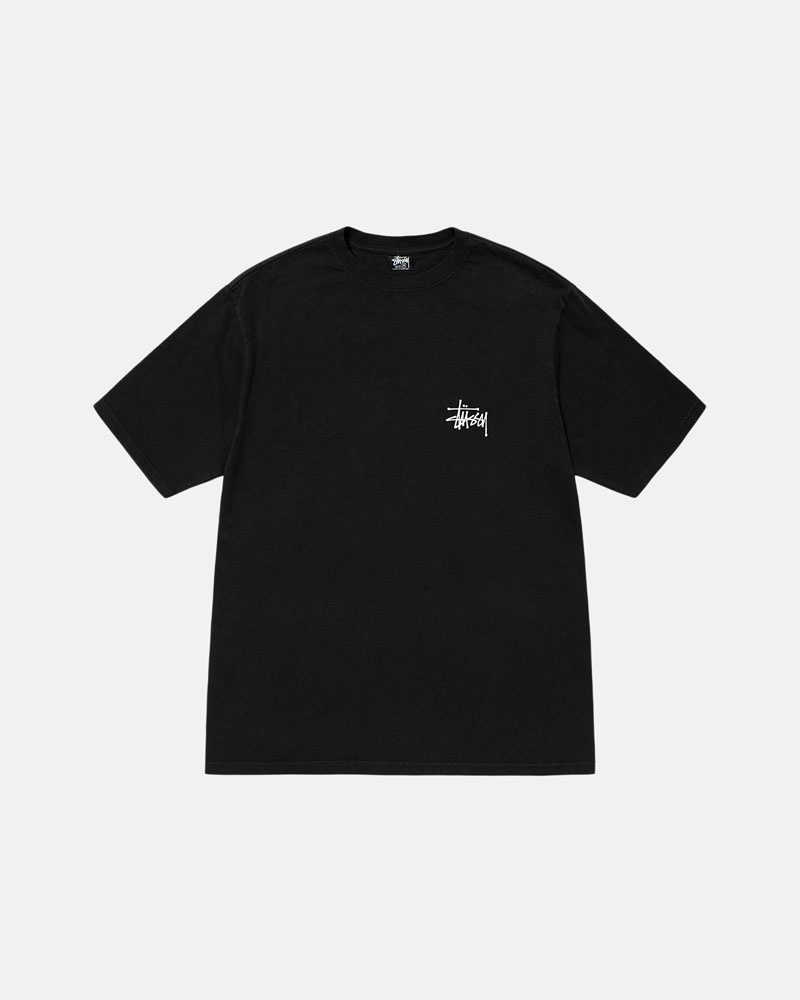 Black Stüssy Basic Pigment Dyed T-Shirt | UAE GKM892706