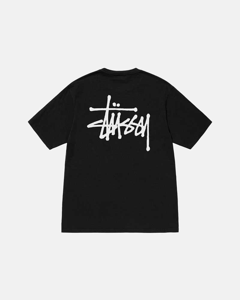 Black Stüssy Basic Pigment Dyed T-Shirt | UAE VIN539046