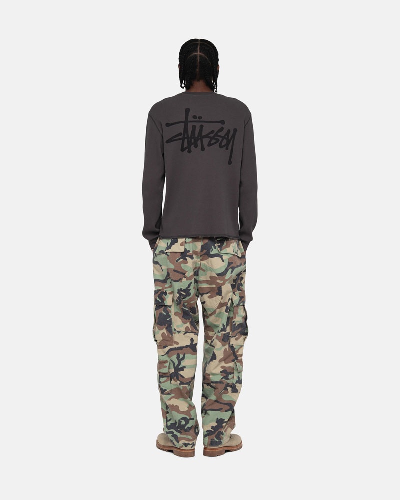 Black Stüssy Basic Stock LS Thermal Sweater | UAE GXT514890