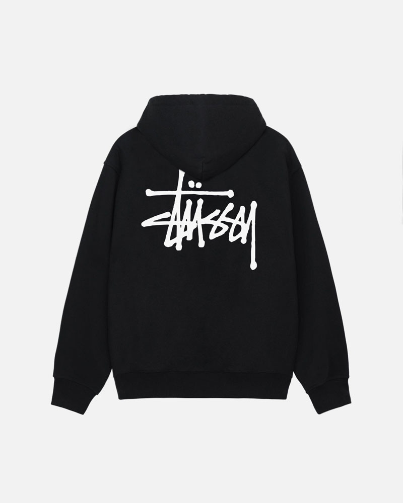 Black Stüssy Basic Zip Hoodie | UAE GUK014936