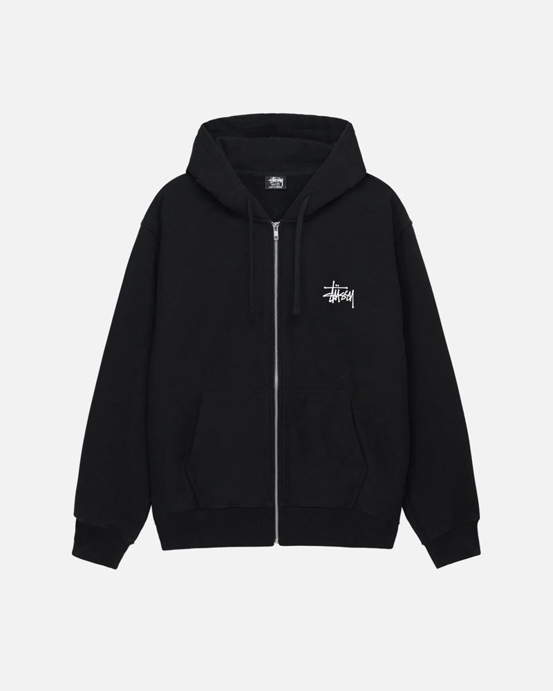 Black Stüssy Basic Zip Hoodie | UAE JAF794608