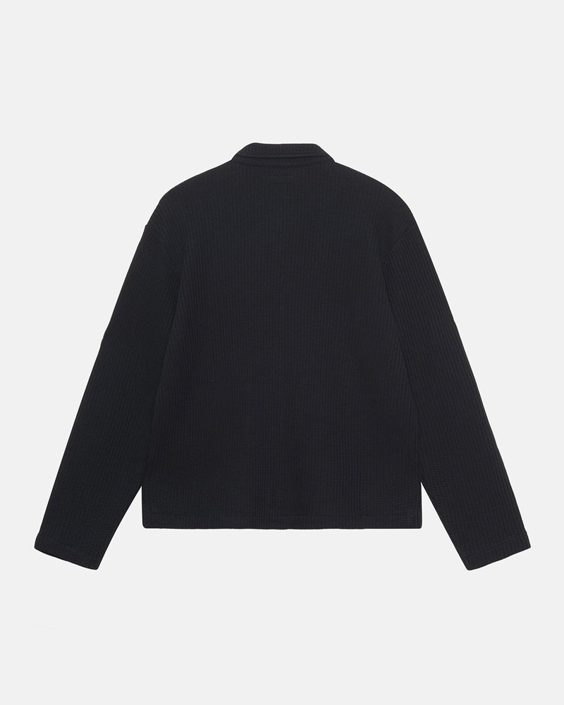 Black Stüssy Big Thermal Zip Shirts | UAE AUY648901