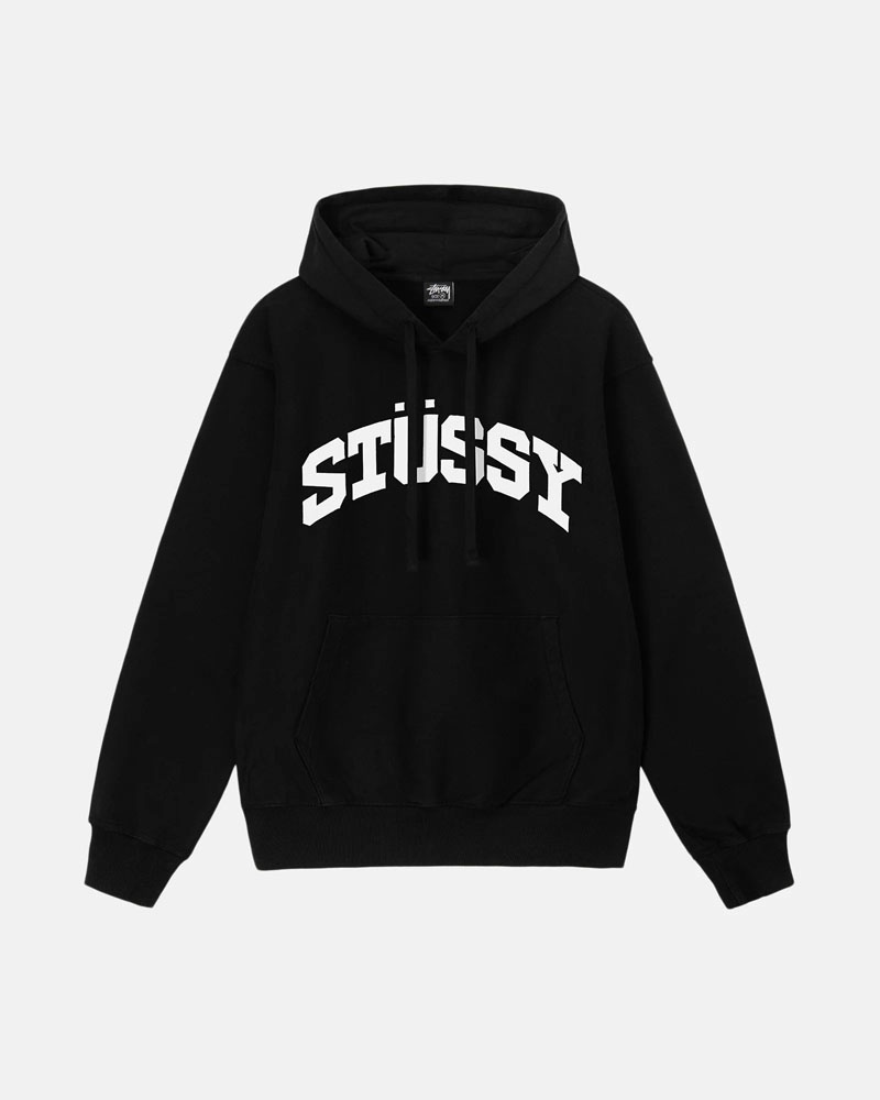 Black Stüssy Block Sport Pigment Dyed Hoodie | UAE WZD824390