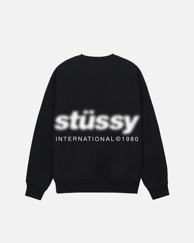 Black Stüssy Blur Crew Sweatshirt | UAE IZM950746