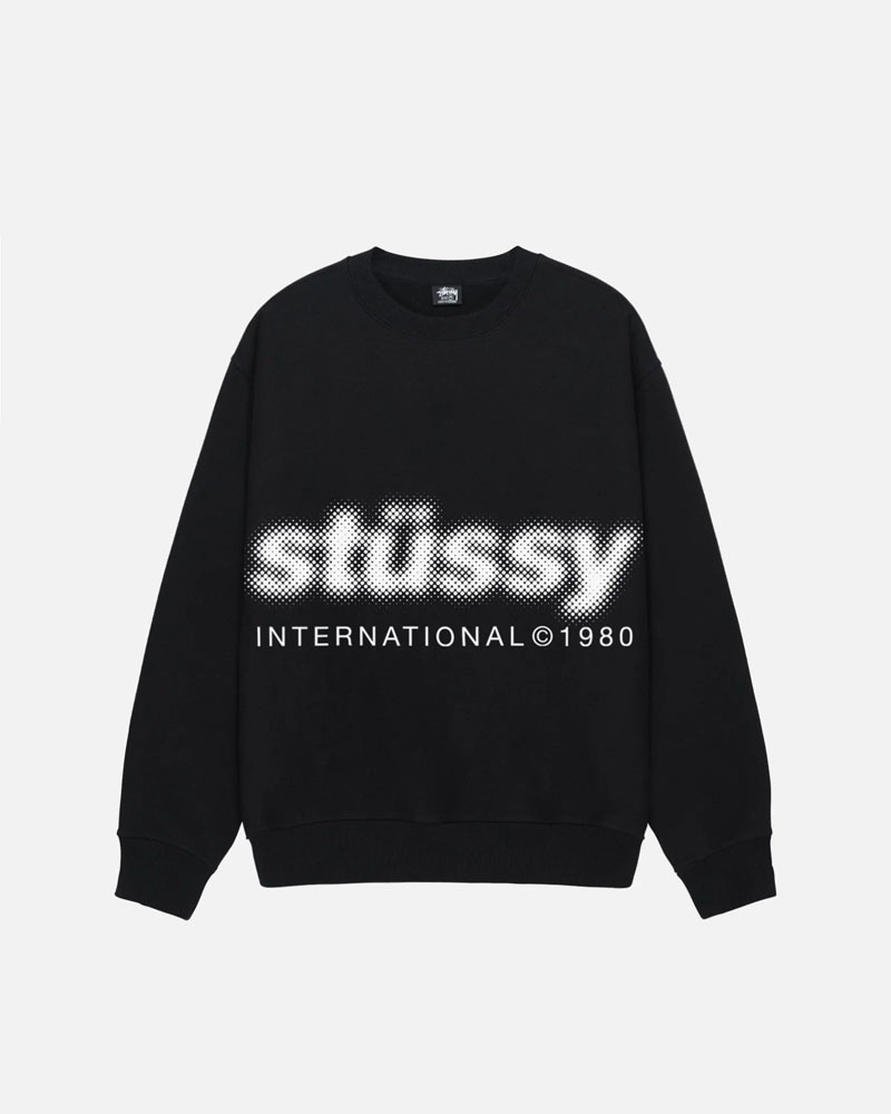 Black Stüssy Blur Crew Sweatshirt | UAE IZM950746