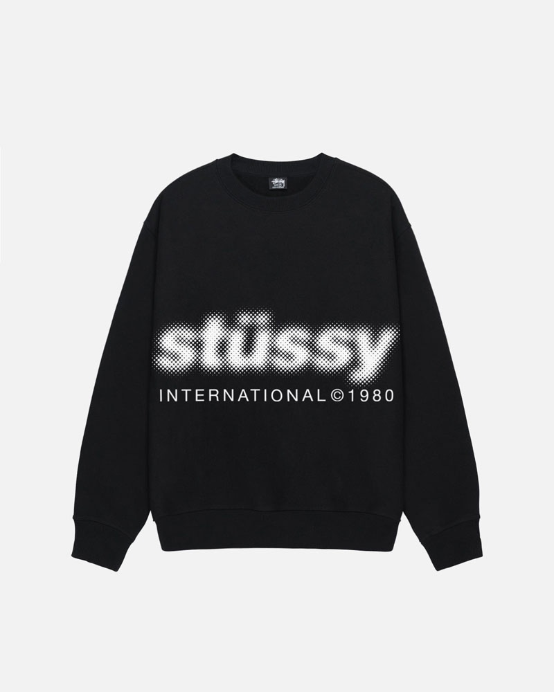 Black Stüssy Blur Crew Sweatshirt | UAE JXR019732