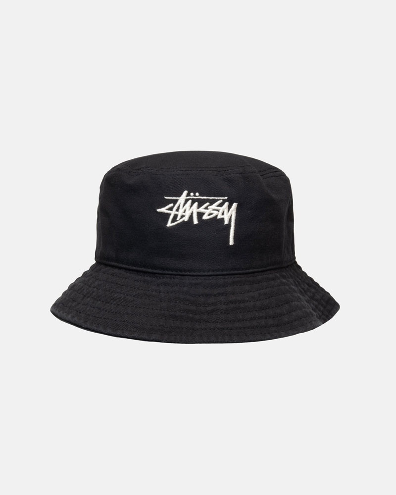 Black Stüssy Bucket Big Stock Hat | UAE PGF258103