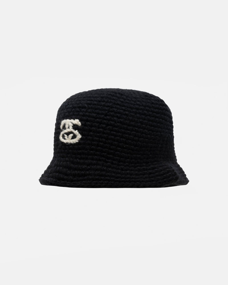 Black Stüssy Bucket SS Link Knit Hat | UAE XGD652439