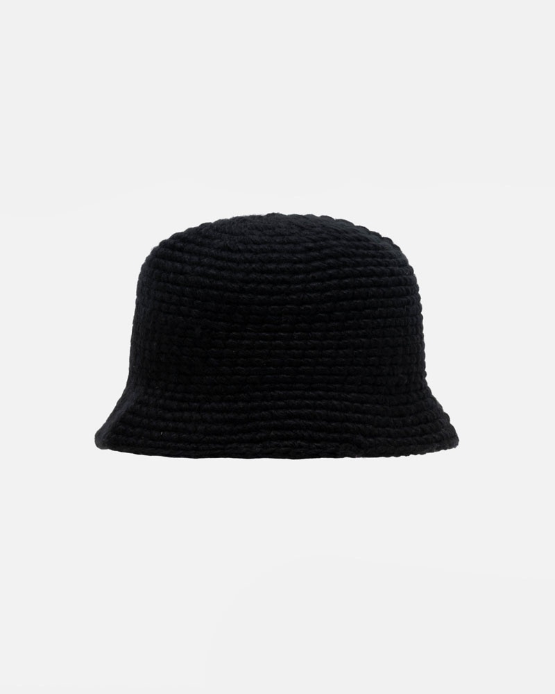 Black Stüssy Bucket SS Link Knit Hat | UAE XGD652439