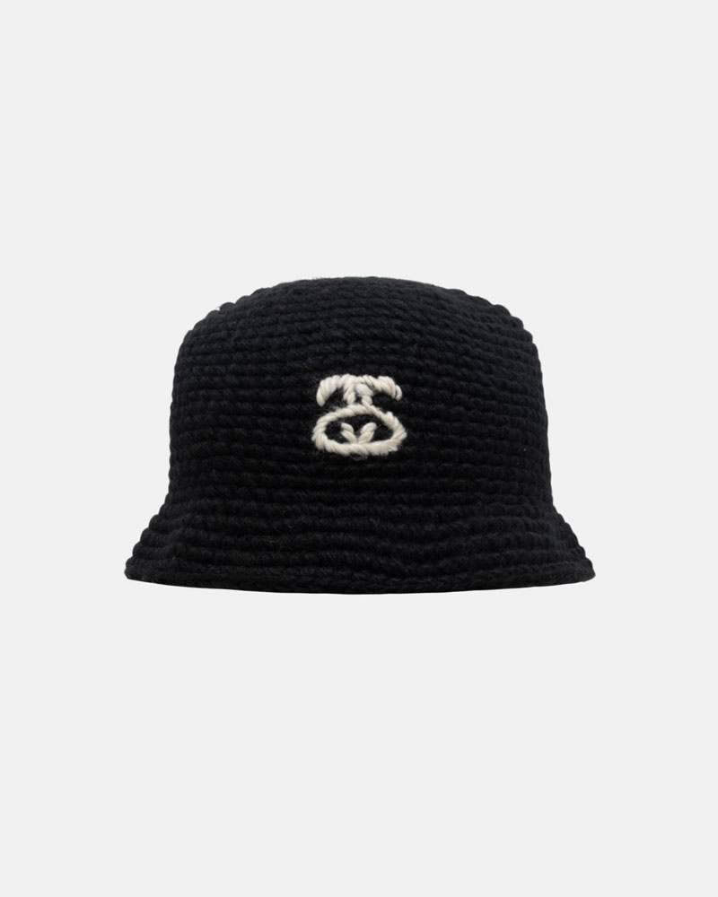 Black Stüssy Bucket SS Link Knit Hat | UAE XGD652439