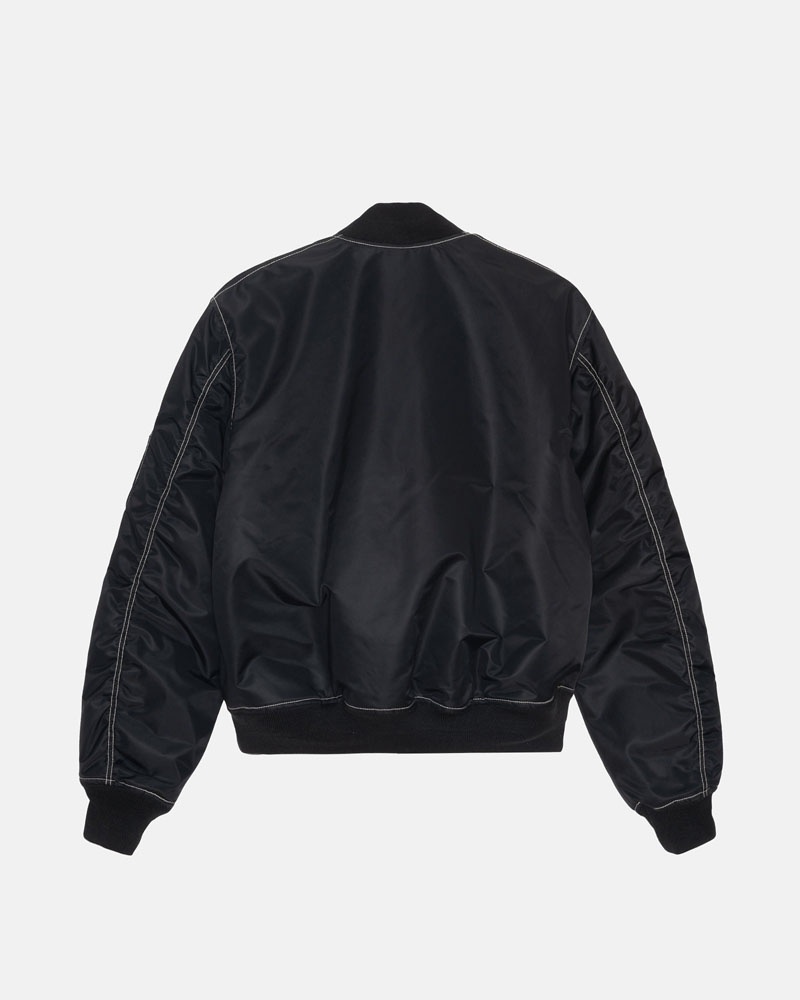 Black Stüssy Built Reversible Bomber Jacket | UAE NJT246180