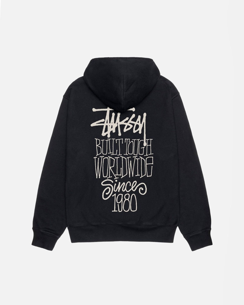 Black Stüssy Built Tough Pigment Dyed Hoodie | UAE SNF150426