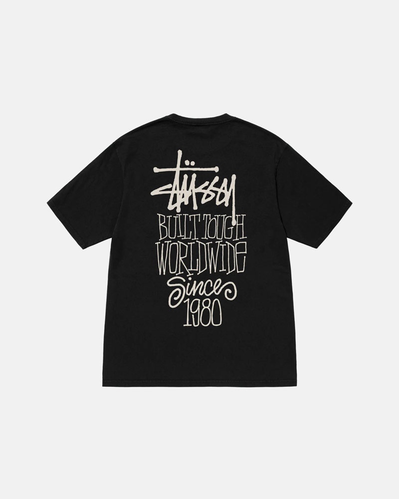 Black Stüssy Built Tough Pigment Dyed T-Shirt | UAE FXI390285