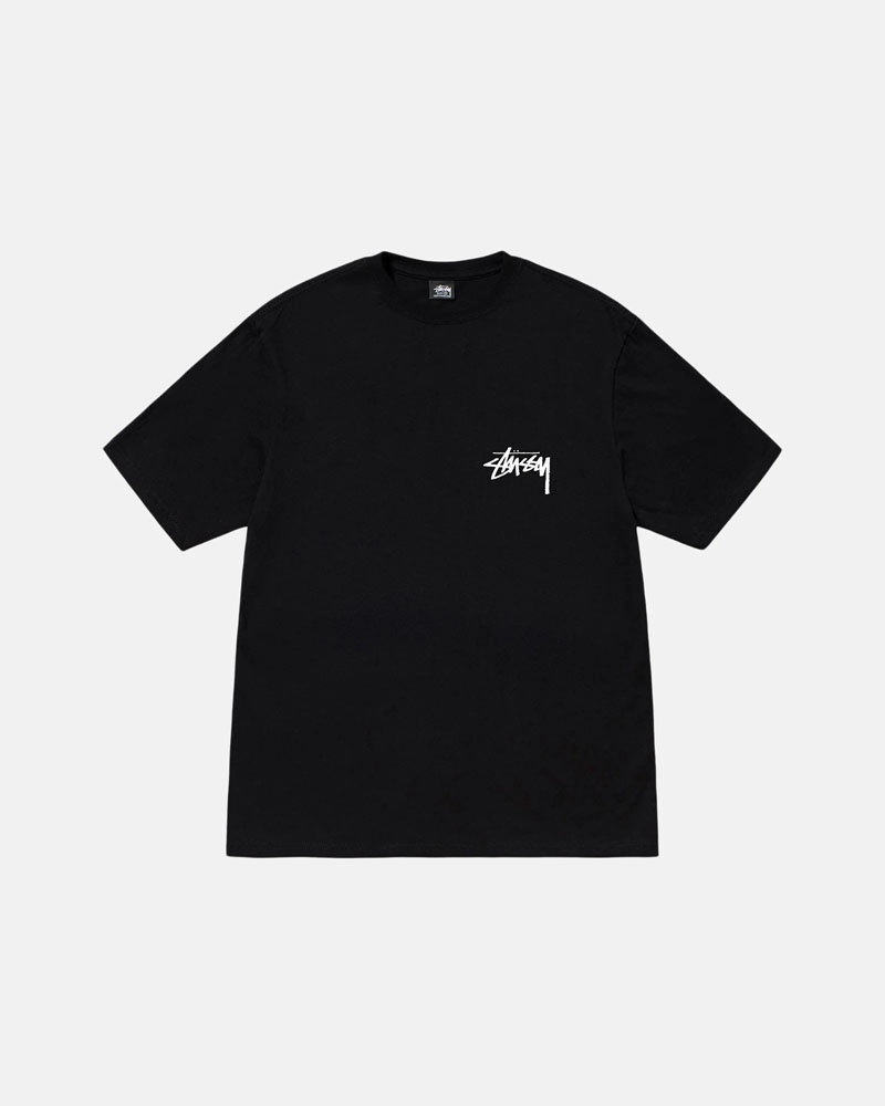 Black Stüssy Burning Stock T-Shirt | UAE ECF089617