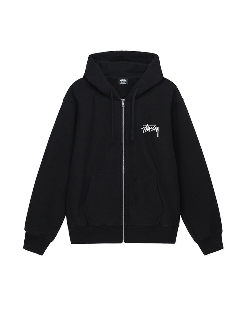 Black Stüssy Burning Stock Zip Hoodie | UAE QFV678024