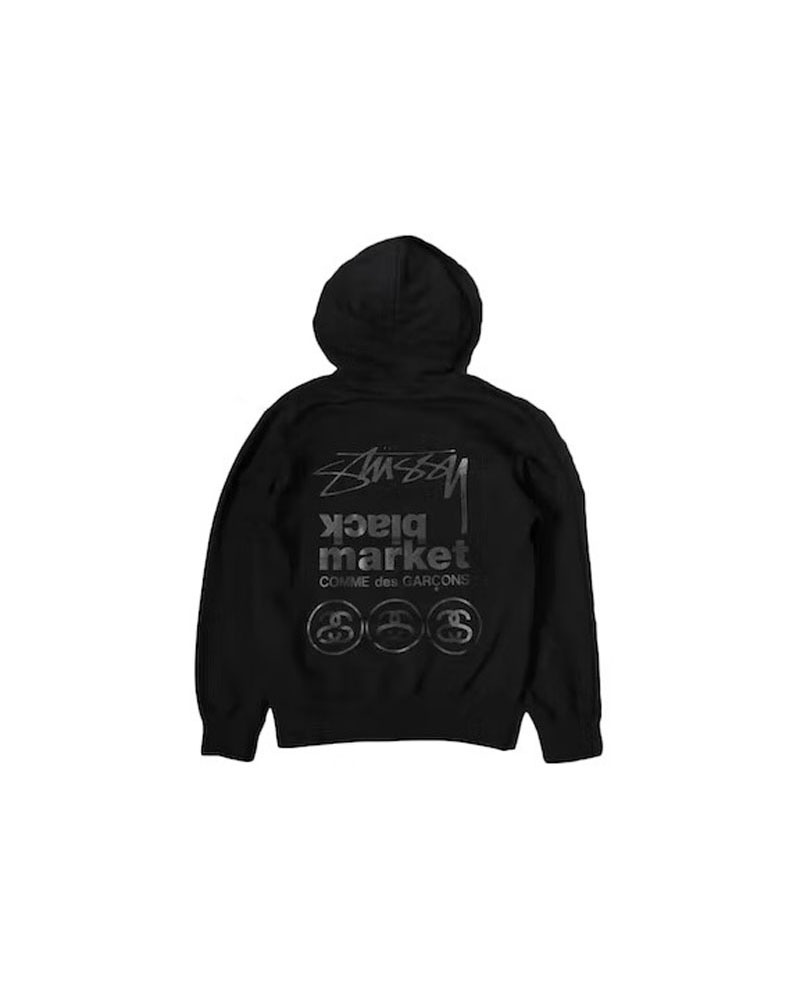 Black Stüssy CDG Market X Hoodie | UAE REJ345170