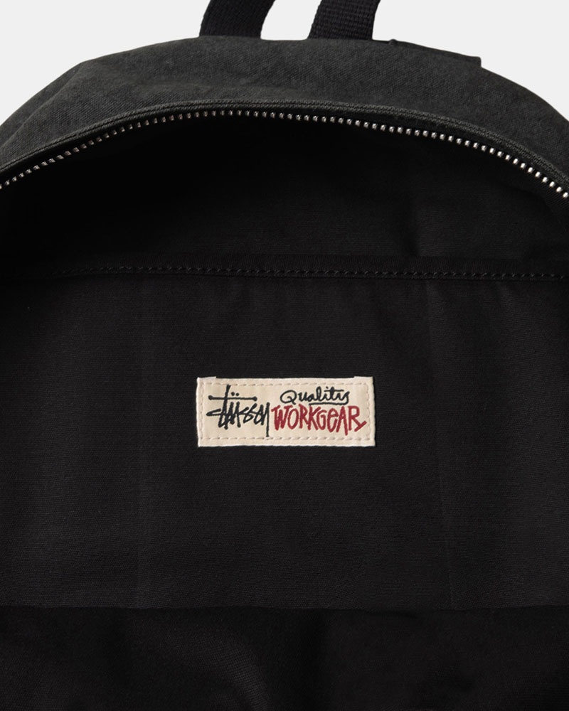 Black Stüssy Canvas Backpack | UAE PQE682135