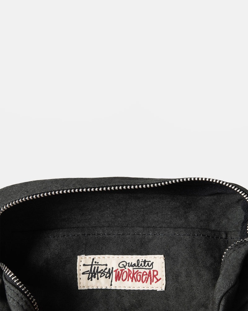 Black Stüssy Canvas Side Pouch Crossbody Bags | UAE VKI534780