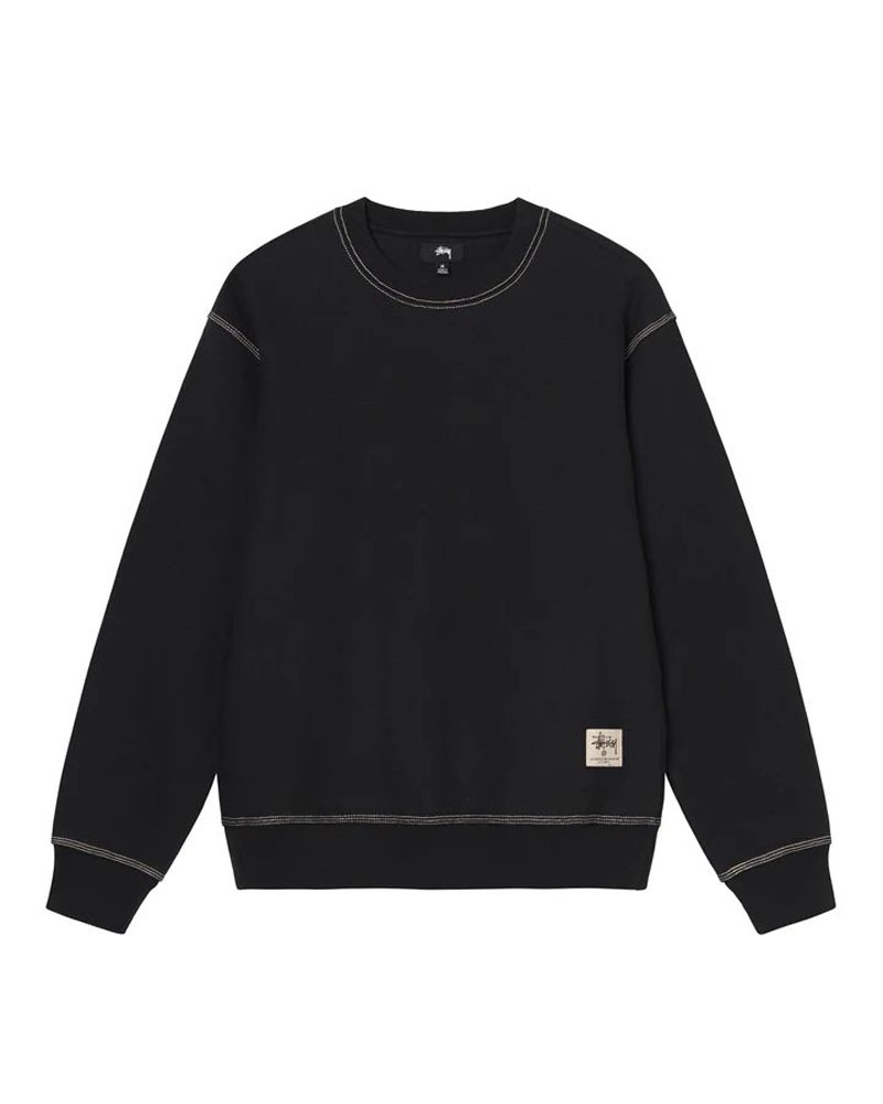 Black Stüssy Contrast Stitch Label Crew Sweatshirt | UAE RTG034195