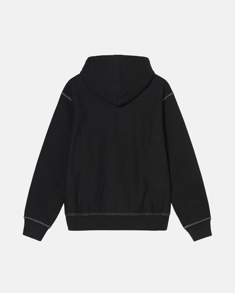 Black Stüssy Contrast Stitch Label Hoodie | UAE VFJ253176