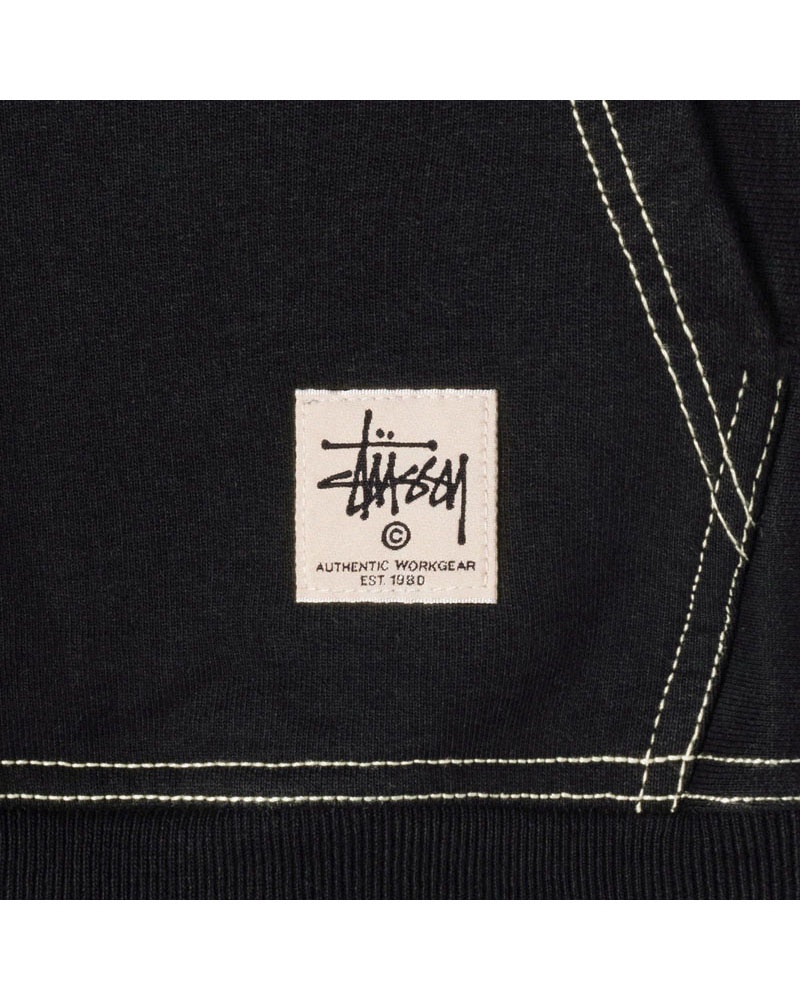 Black Stüssy Contrast Stitch Label Hoodie | UAE VFJ253176