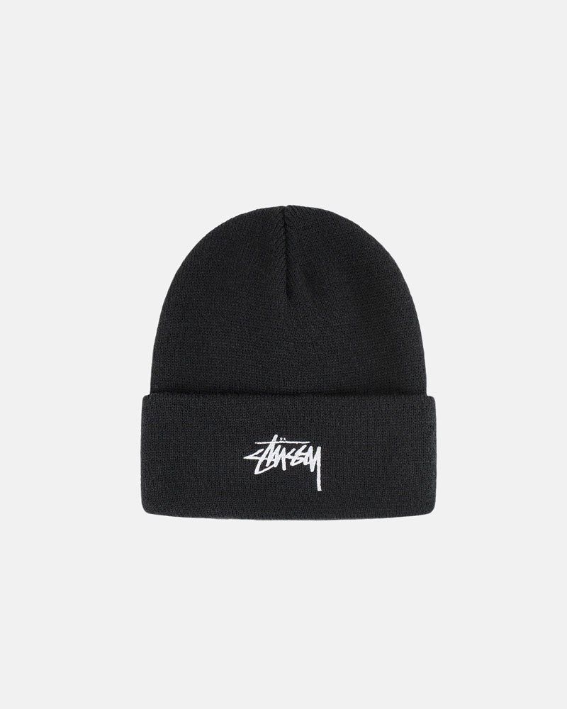 Black Stüssy Cuff Stock Beanie | UAE TPX458762