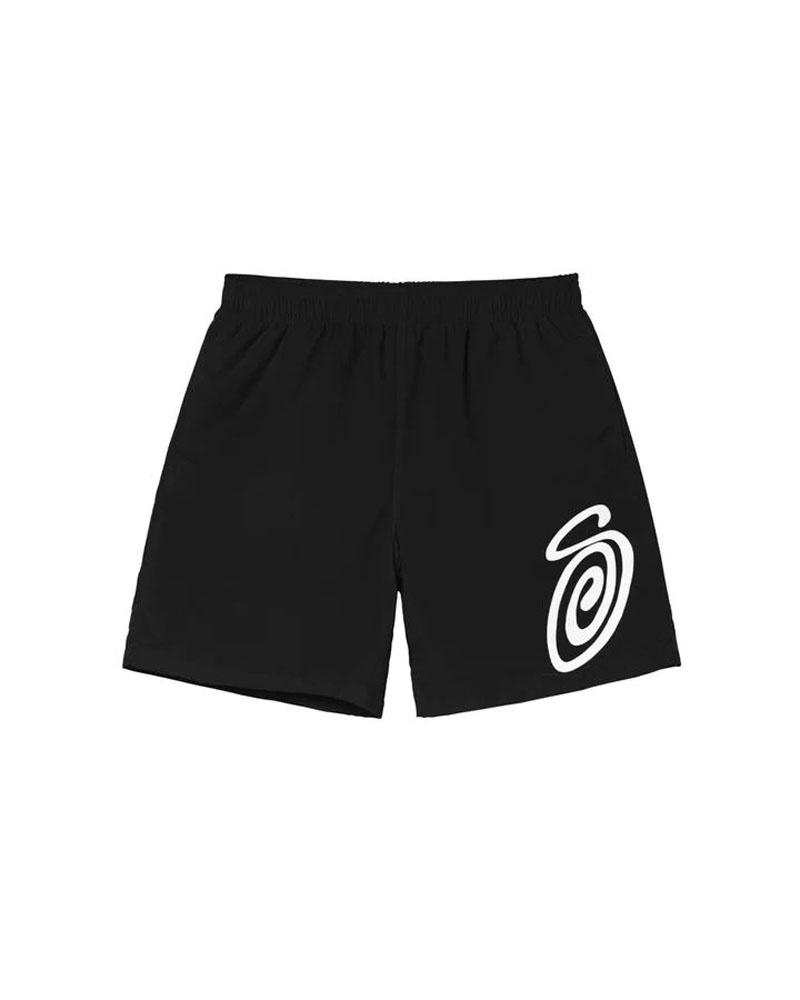 Black Stüssy Curly S Water Shorts | UAE ZMX951360