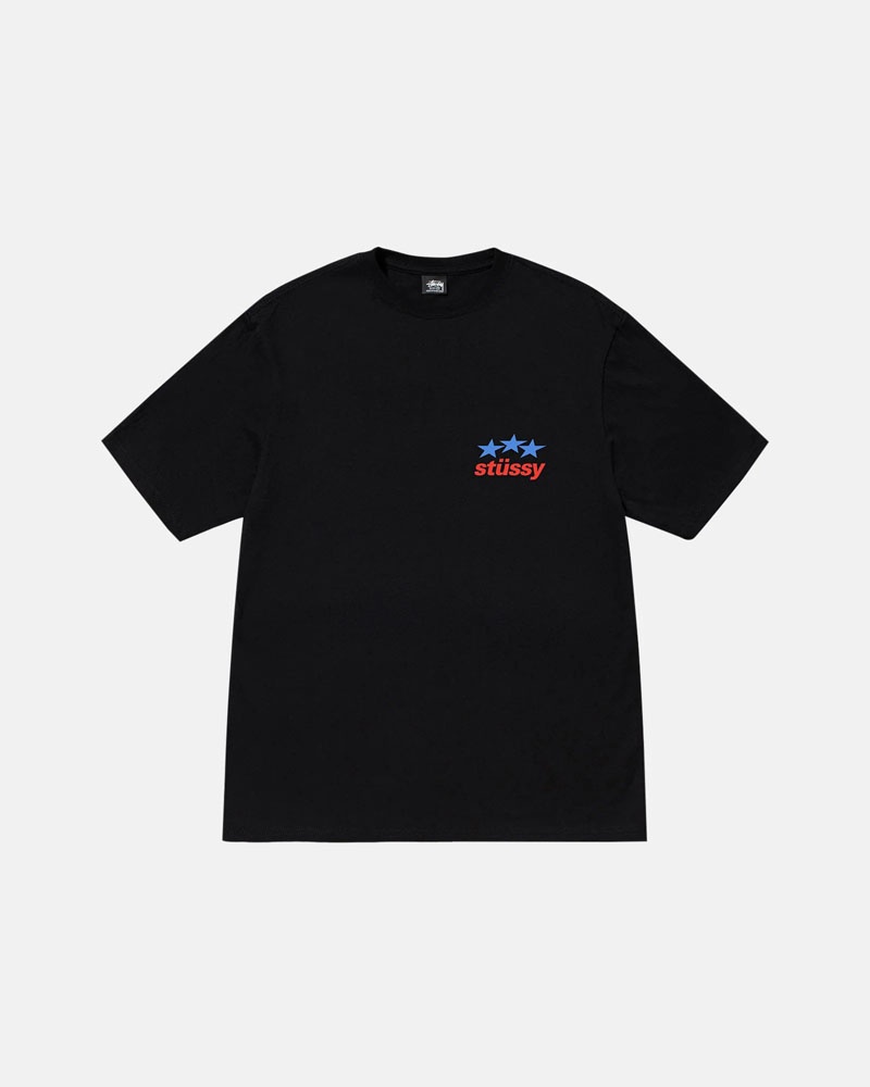 Black Stüssy Designs Usa T-Shirt | UAE TVB068274