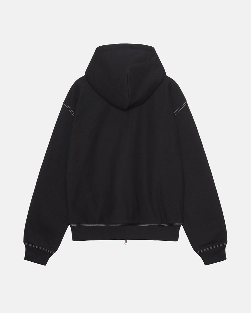 Black Stüssy Double Face Label Zip Hoodie | UAE MHA694157