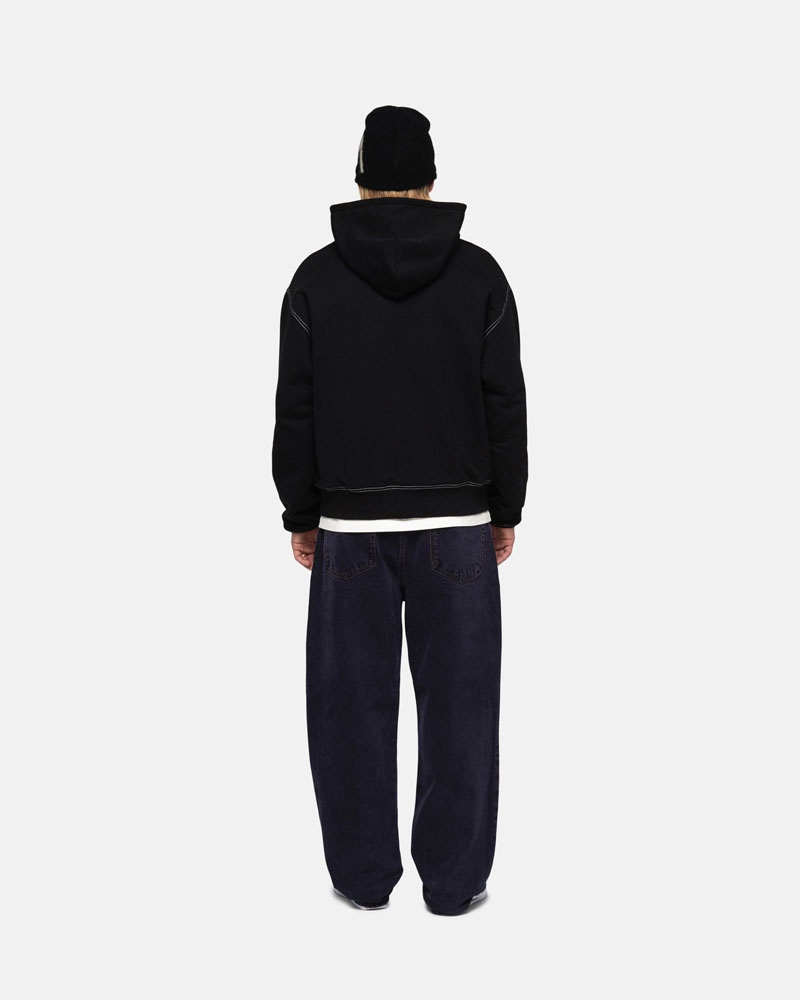 Black Stüssy Double Face Label Zip Hoodie | UAE MHA694157