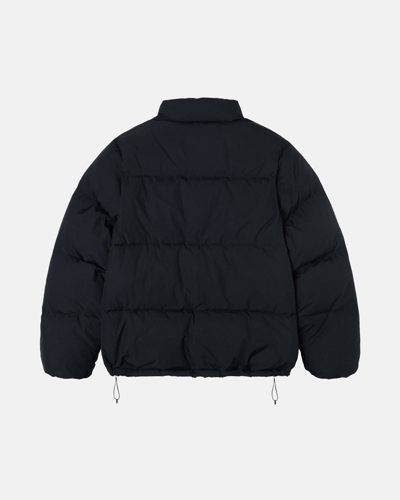 Black Stüssy Down Puffer Nylon Jacket | UAE BMZ975420