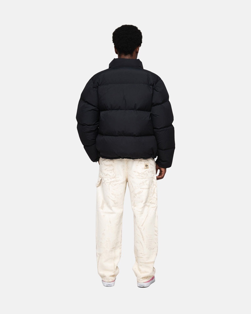 Black Stüssy Down Puffer Nylon Jacket | UAE BMZ975420