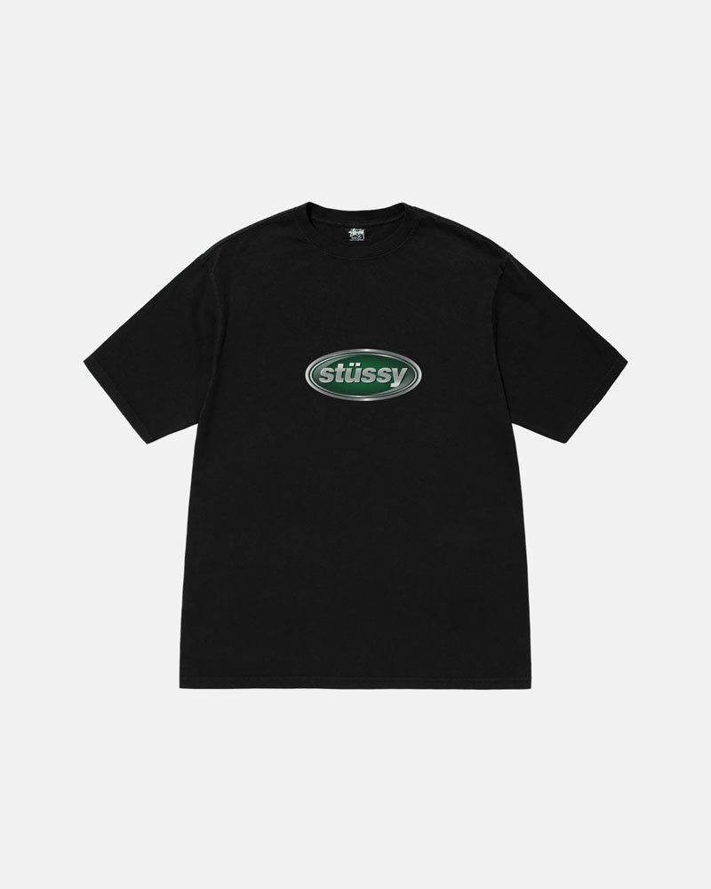 Black Stüssy Emblem Pigment Dyed T-Shirt | UAE JQT764980