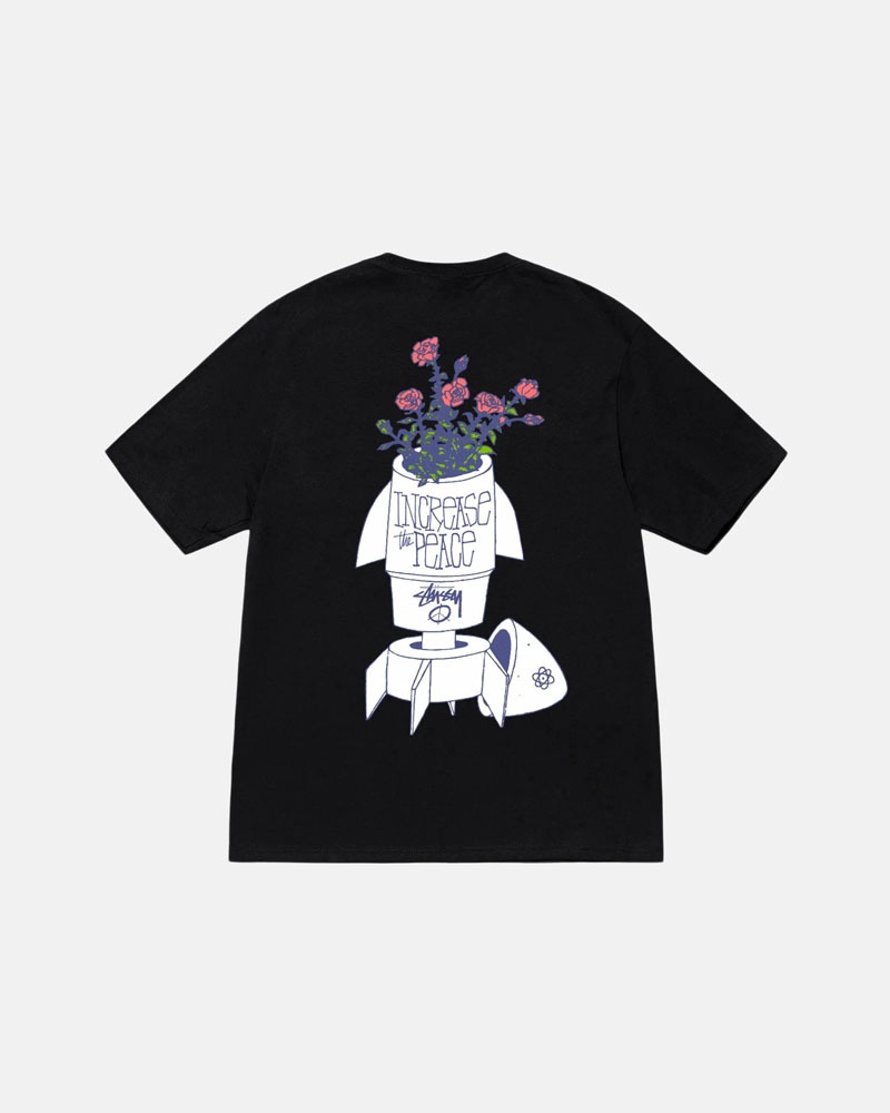 Black Stüssy Flower Bomb T-Shirt | UAE NQE936074