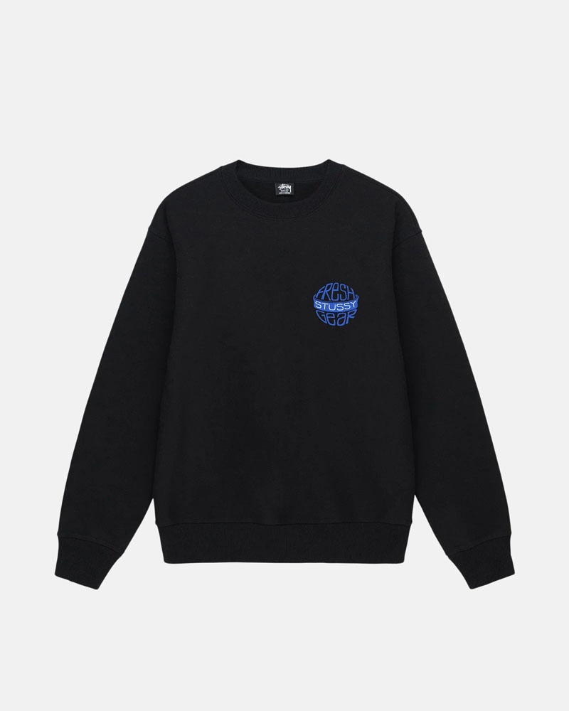 Black Stüssy Fresh Gear Crew Sweatshirt | UAE TMY851620