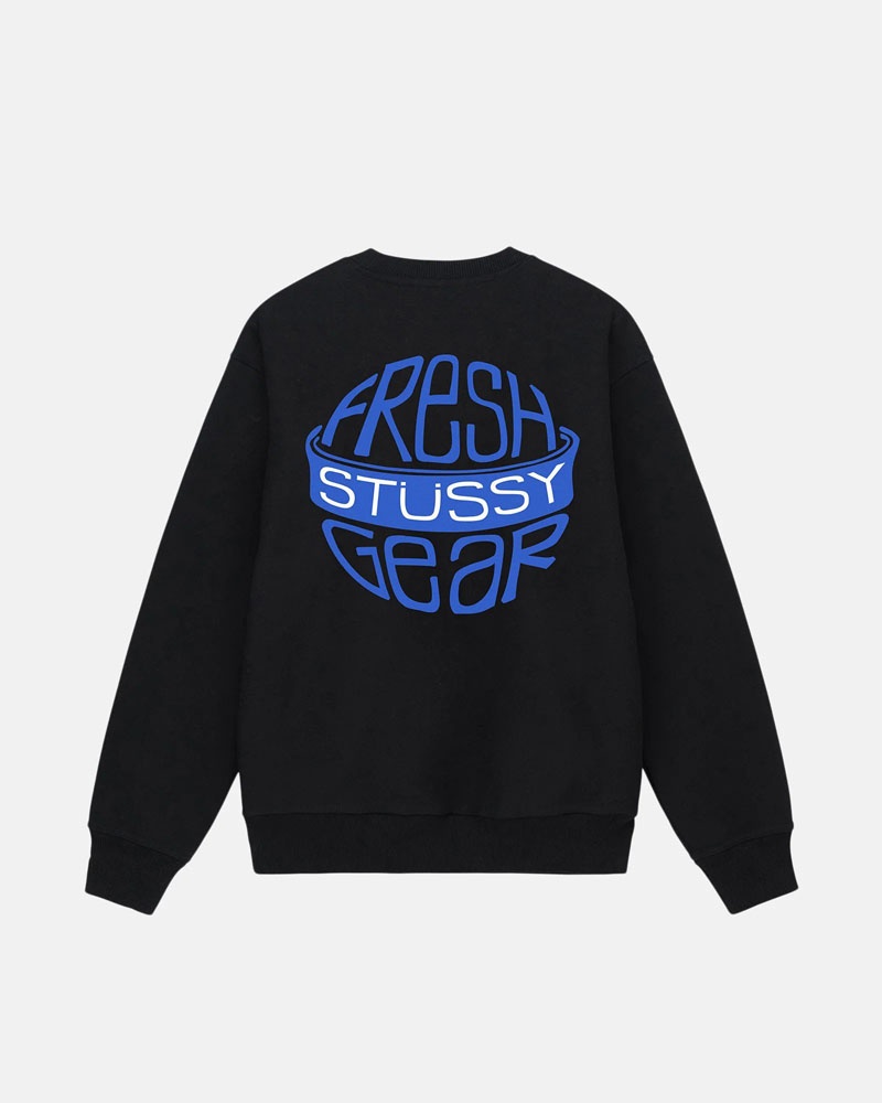 Black Stüssy Fresh Gear Crew Sweatshirt | UAE TMY851620