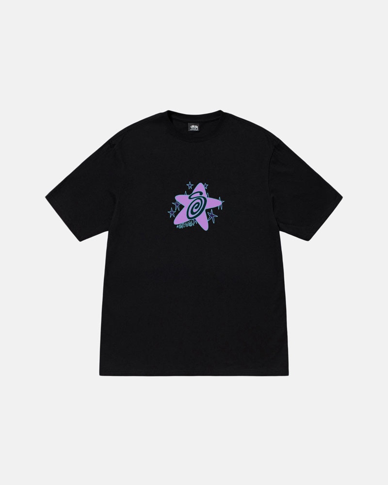 Black Stüssy Galaxy T-Shirt | UAE LKU631084